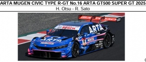 予約 スパーク1/43 スーパーGT 2025 ARTA 無限 シビック タイプR